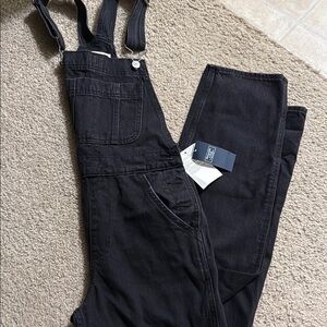 NWT Abercrombie & Fitch Black Denim Overalls Size XS